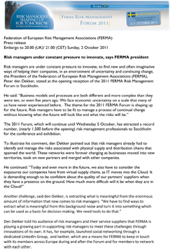 FERMA Press Release 02/10/2011 09:00PM
